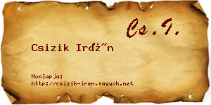 Csizik Irén névjegykártya